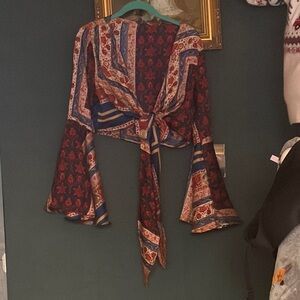 Bohemian Floral Tie-Front Top